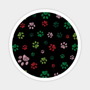 Christmas design seamless paw prints Magnet